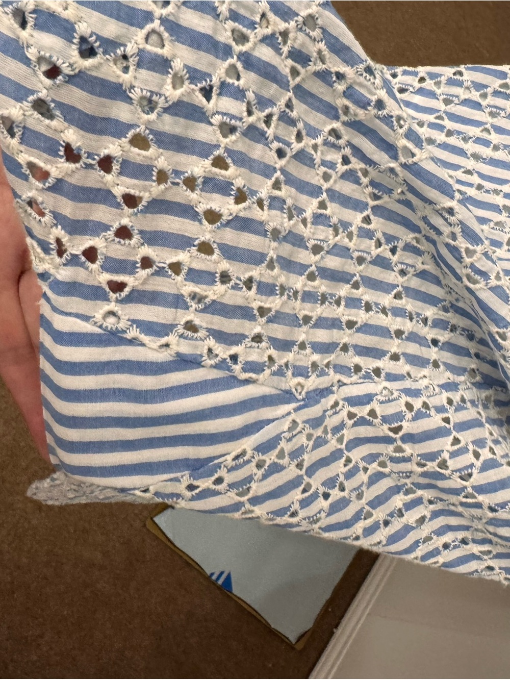 Anthropologie Sleeveless Light Blue Striped Button-Front Midi Dress - Picture 6 of 7